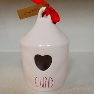 New Rae Dunn Light Pink Pottery “CUPID” Ceramic Birdhouse Valentines Heart